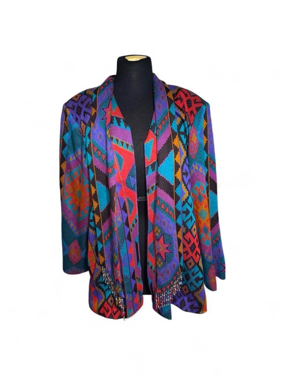 Vintage Multicolor Open-Front Sweater Cardigan